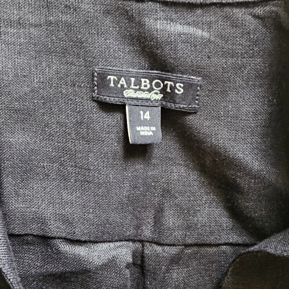 Talbots Women's Top Blouse Size 14 Irish Linen Solid Black Button Up 3/4 Sleeves - Picture 3 of 5